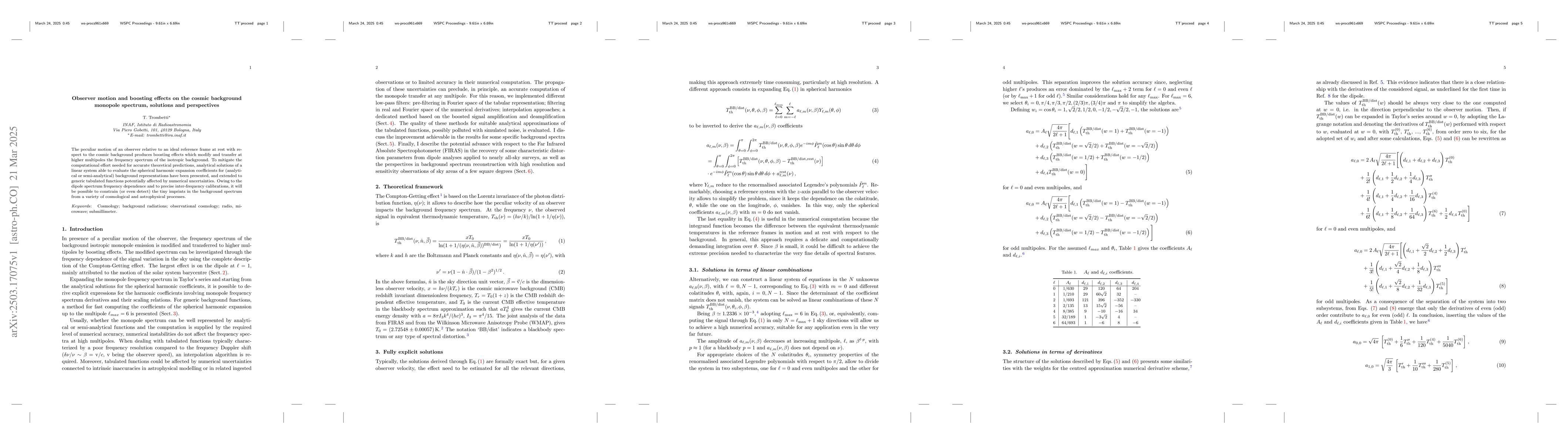 Thumbnail for Observer motion and boosting effects on the cosmic background monopole
  spectrum, solutions and perspectives