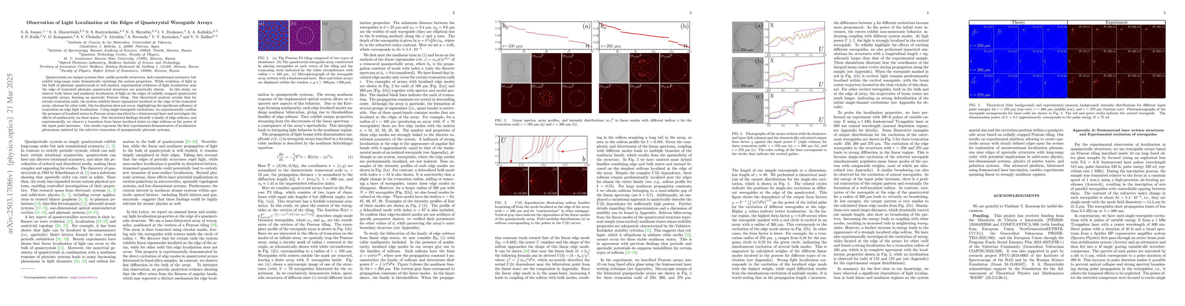 Thumbnail for Observation of Light Localization at the Edges of Quasicrystal Waveguide
  Arrays