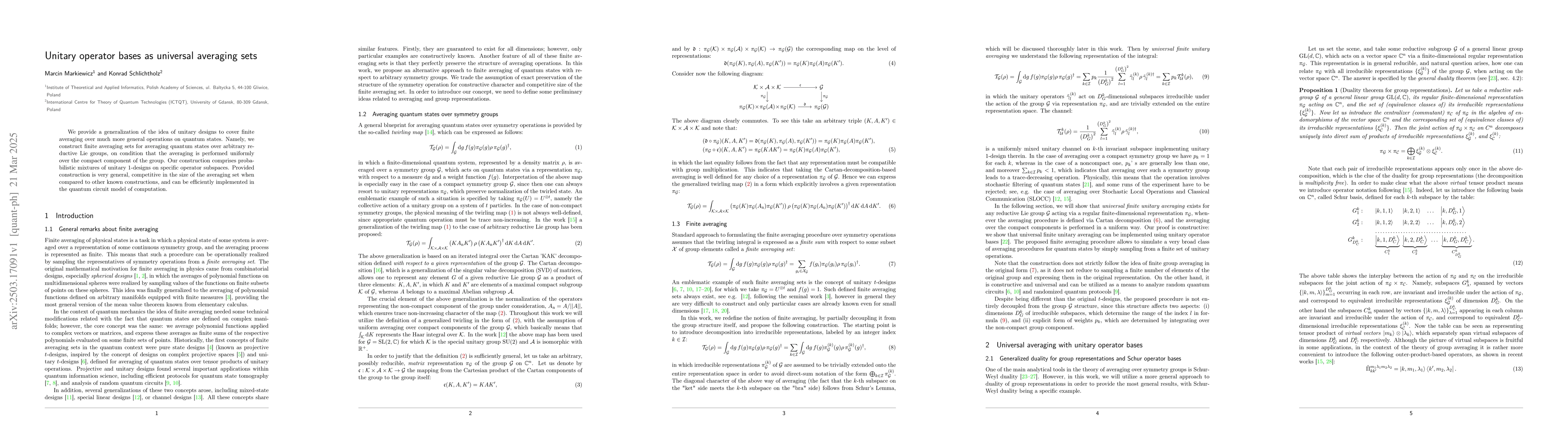 Thumbnail for Unitary operator bases as universal averaging sets