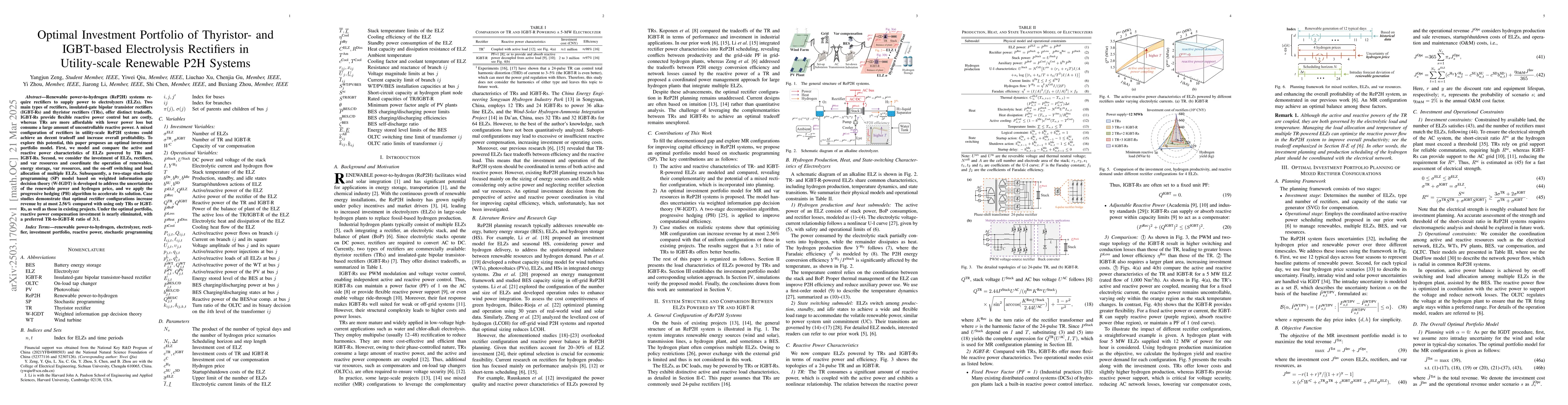 Thumbnail for Optimal Investment Portfolio of Thyristor- and IGBT-based Electrolysis
  Rectifiers in Utility-scale Renewable P2H Systems