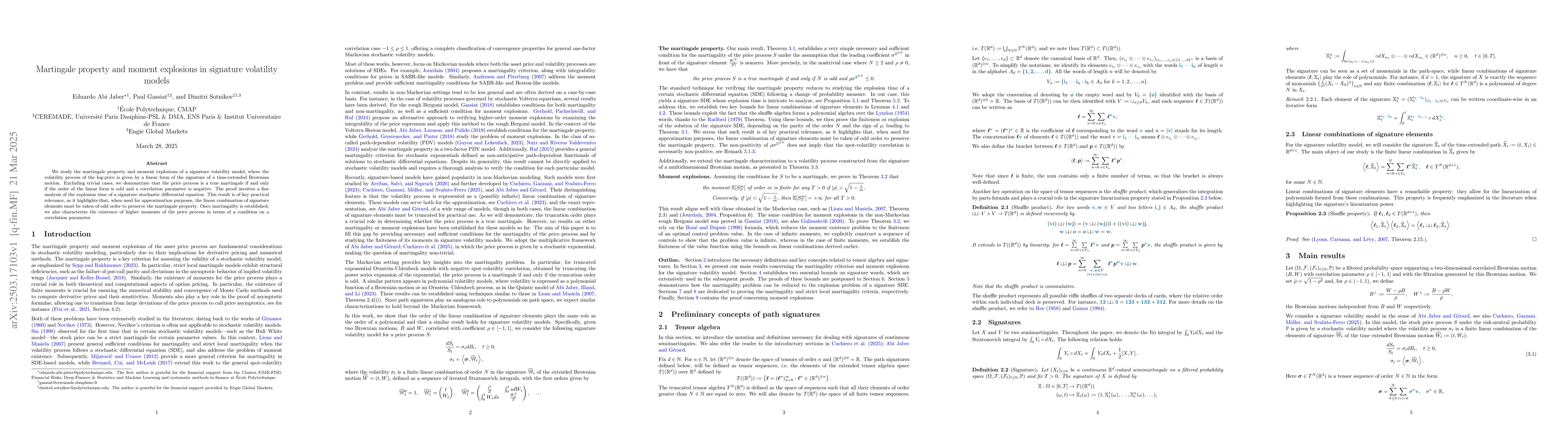 Thumbnail for Martingale property and moment explosions in signature volatility models