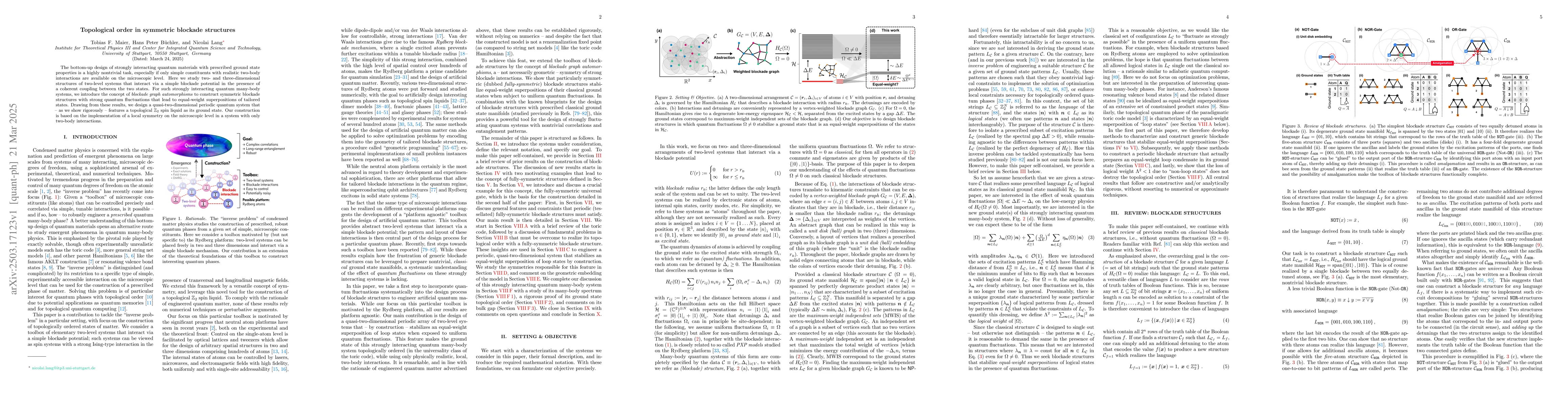 Thumbnail for Topological order in symmetric blockade structures
