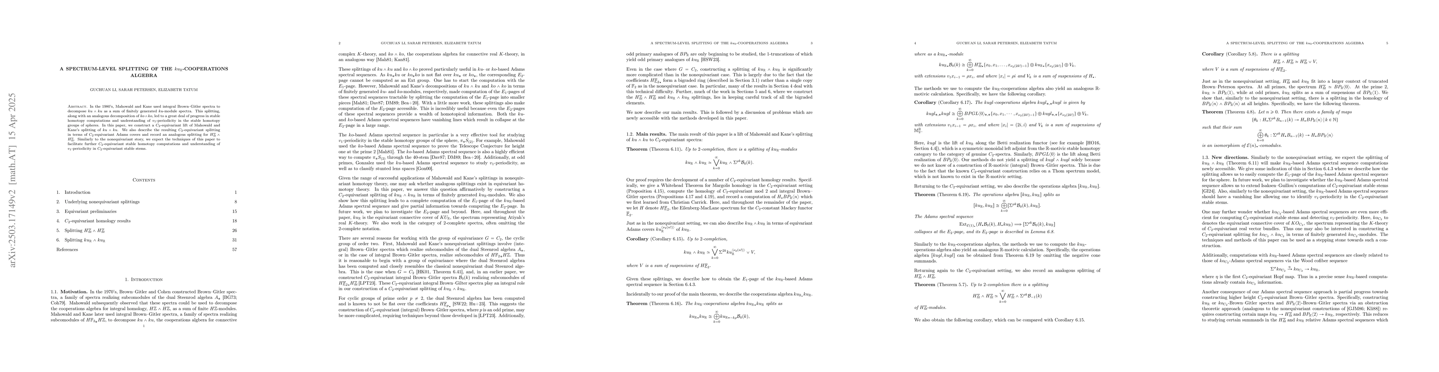 Thumbnail for A spectrum-level splitting of the $ku_\mathbb{R}$-cooperations algebra