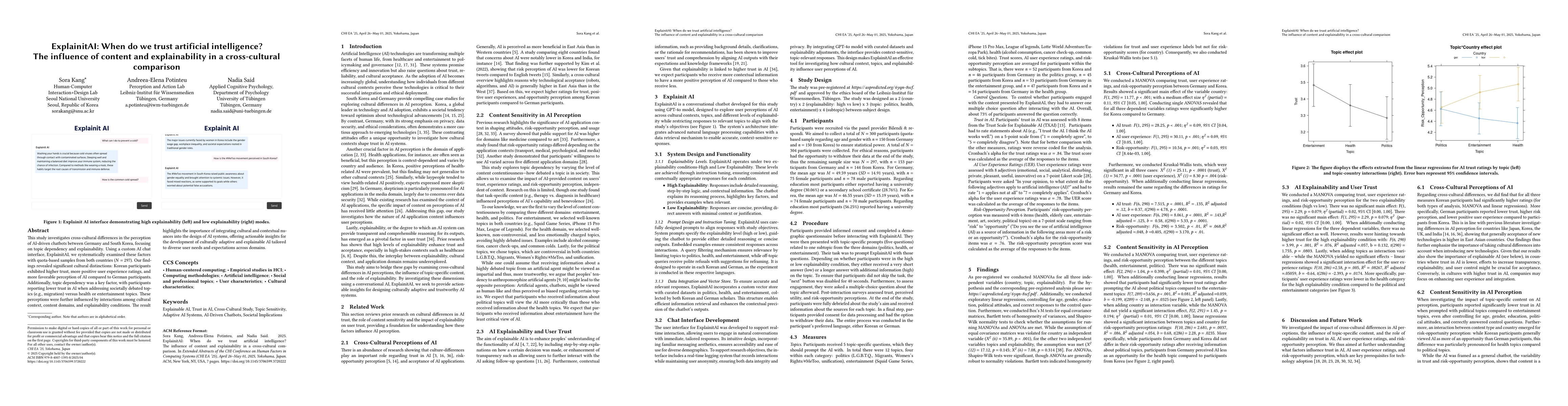 Thumbnail for ExplainitAI: When do we trust artificial intelligence? The influence of
  content and explainability in a cross-cultural comparison