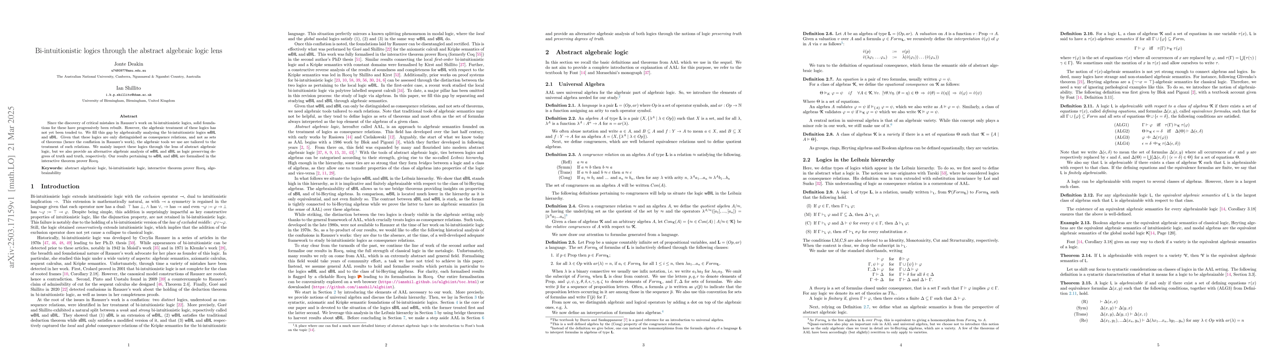 Thumbnail for Bi-intuitionistic logics through the abstract algebraic logic lens