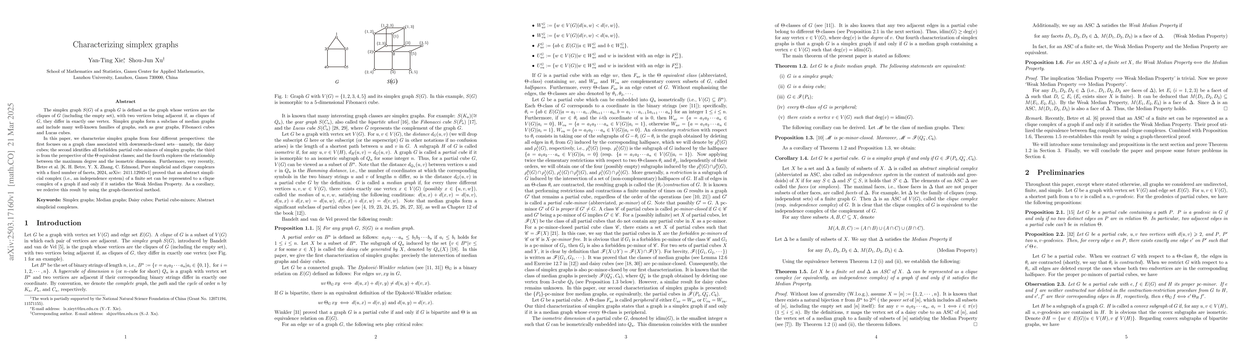 Thumbnail for Characterizing simplex graphs