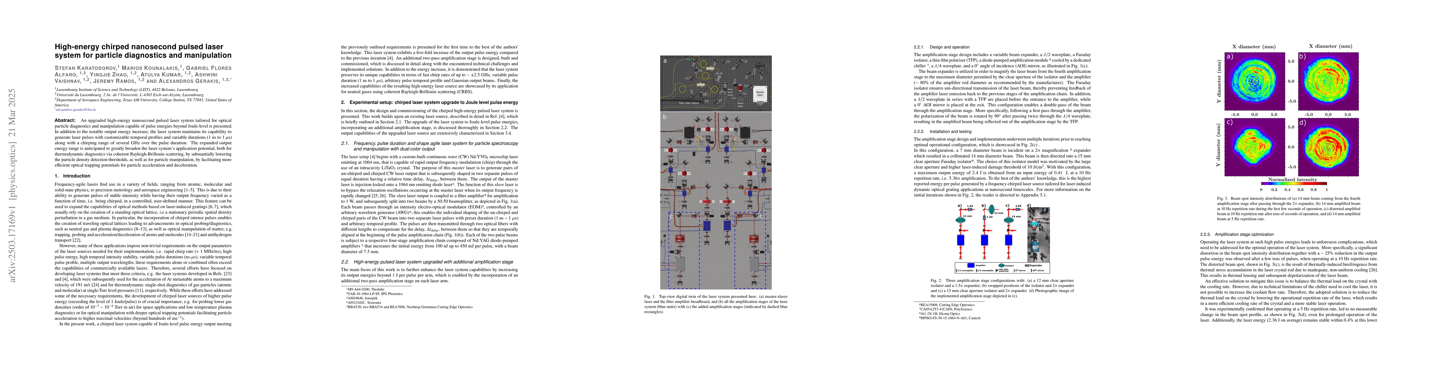 Thumbnail for High-energy chirped nanosecond pulsed laser system for particle
  diagnostics and manipulation