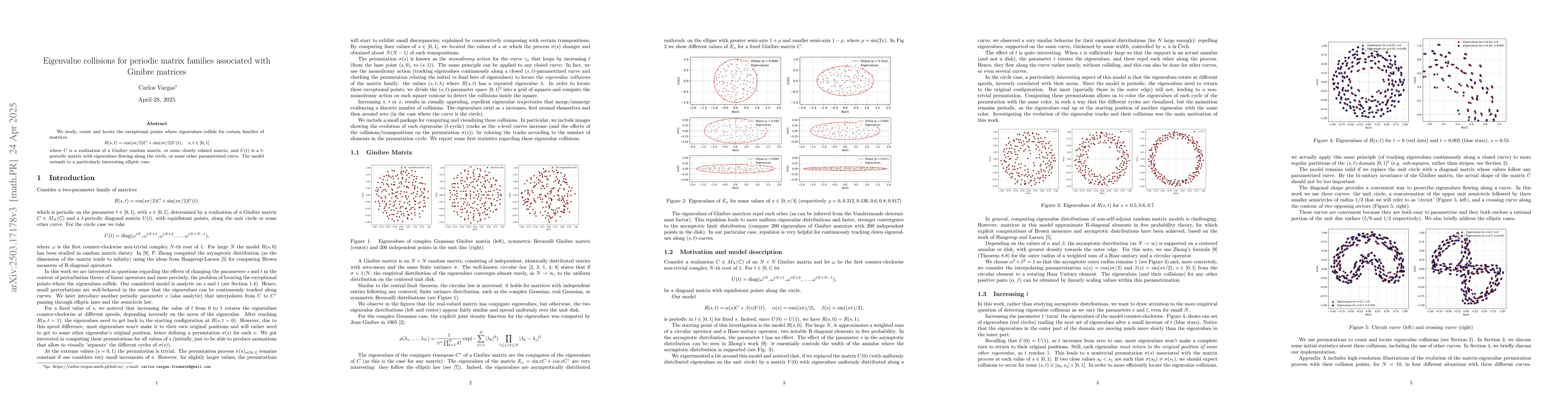Thumbnail for Eigenvalue collisions for periodic matrix families associated with
  Ginibre matrices