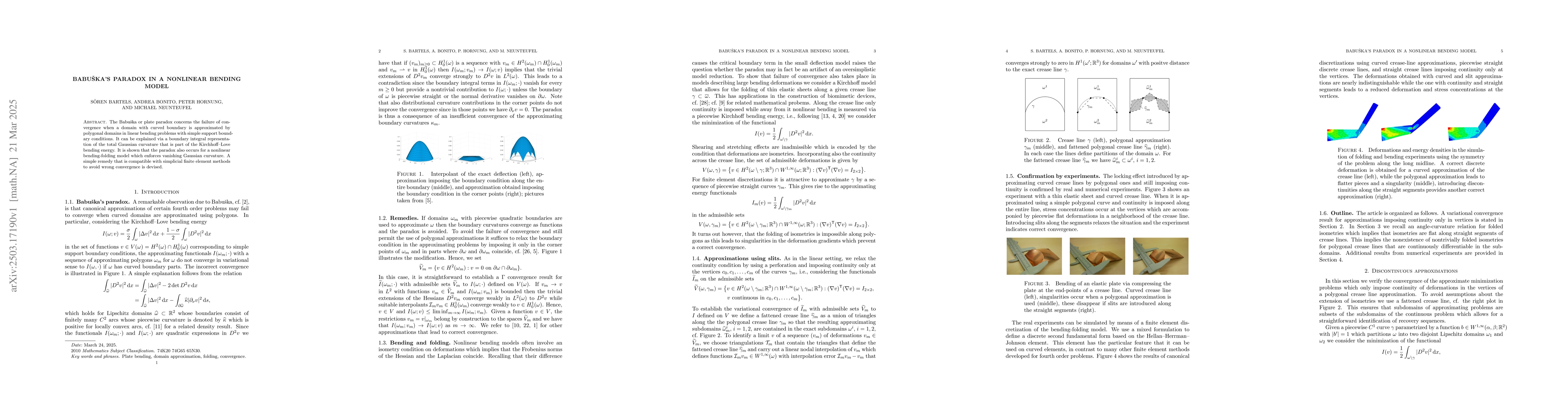 Thumbnail for Babuška's paradox in a nonlinear bending model
