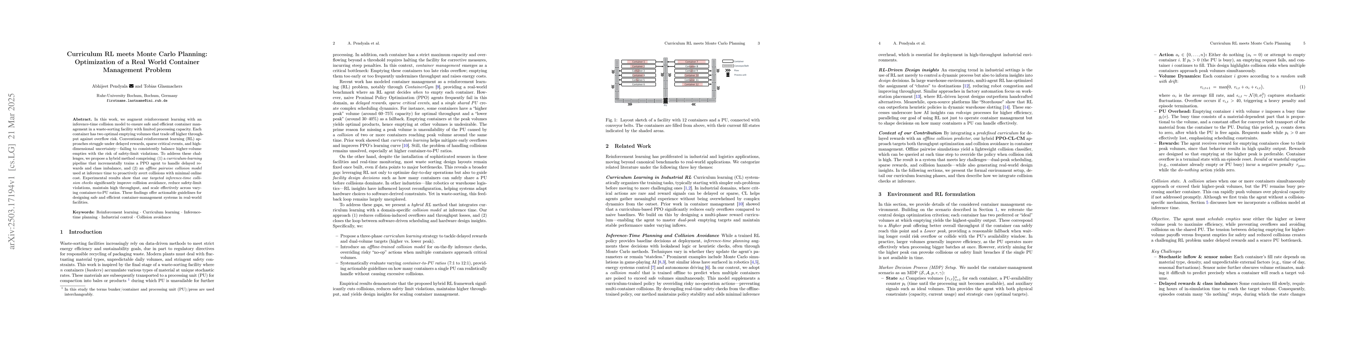 Thumbnail for Curriculum RL meets Monte Carlo Planning: Optimization of a Real World
  Container Management Problem