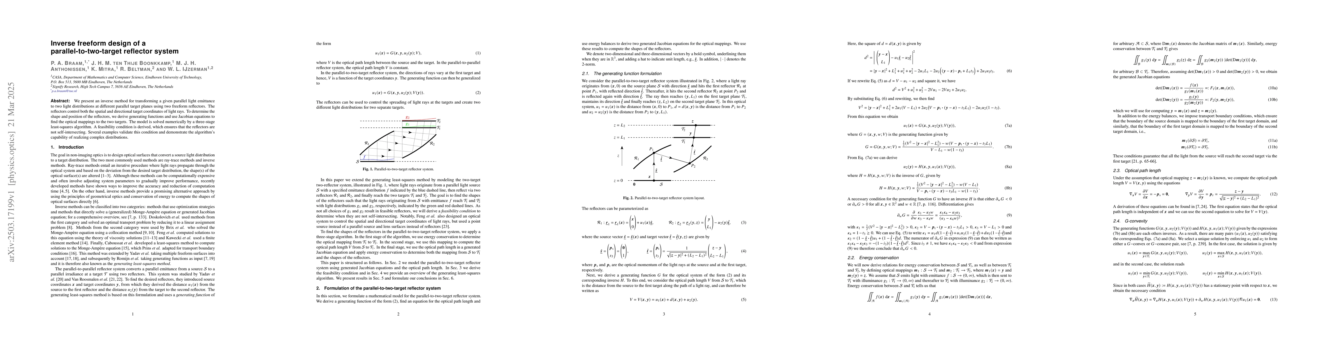 Thumbnail for Inverse freeform design of a parallel-to-two-target reflector system