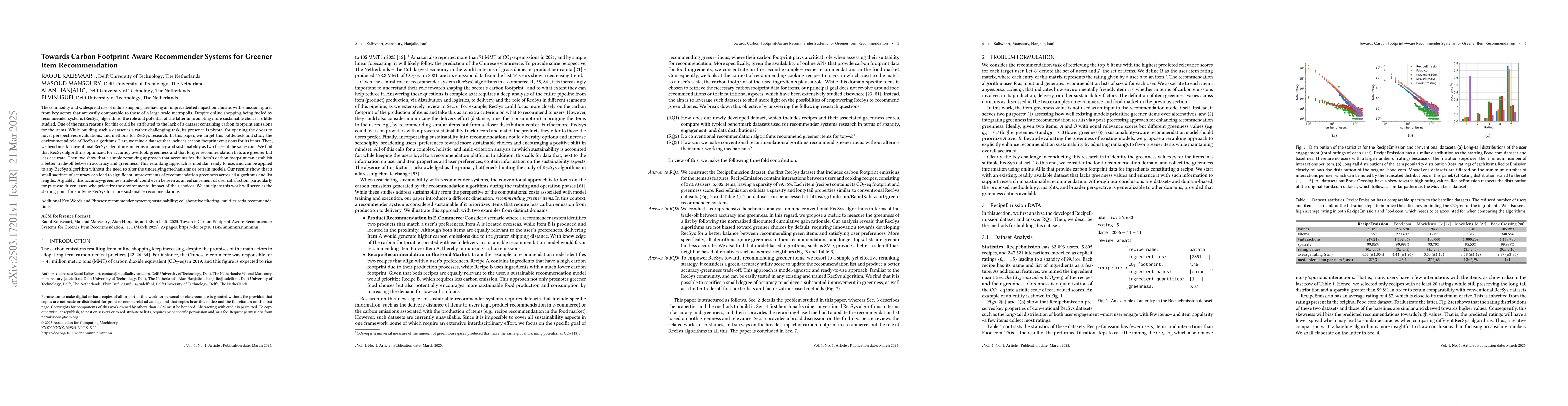 Thumbnail for Towards Carbon Footprint-Aware Recommender Systems for Greener Item
  Recommendation