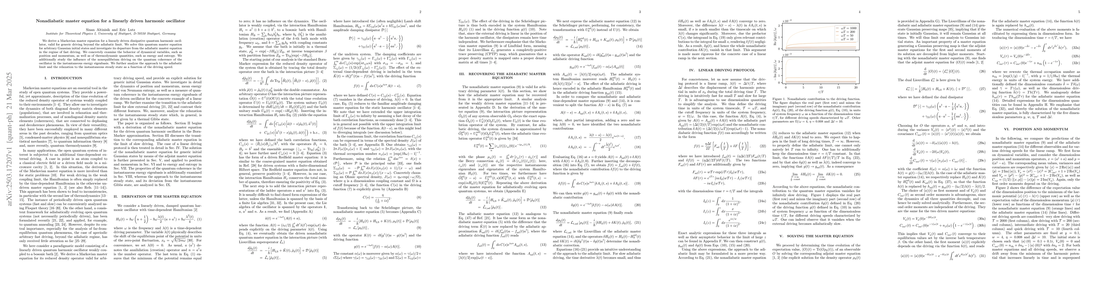 Thumbnail for Nonadiabatic master equation for a linearly driven harmonic oscillator