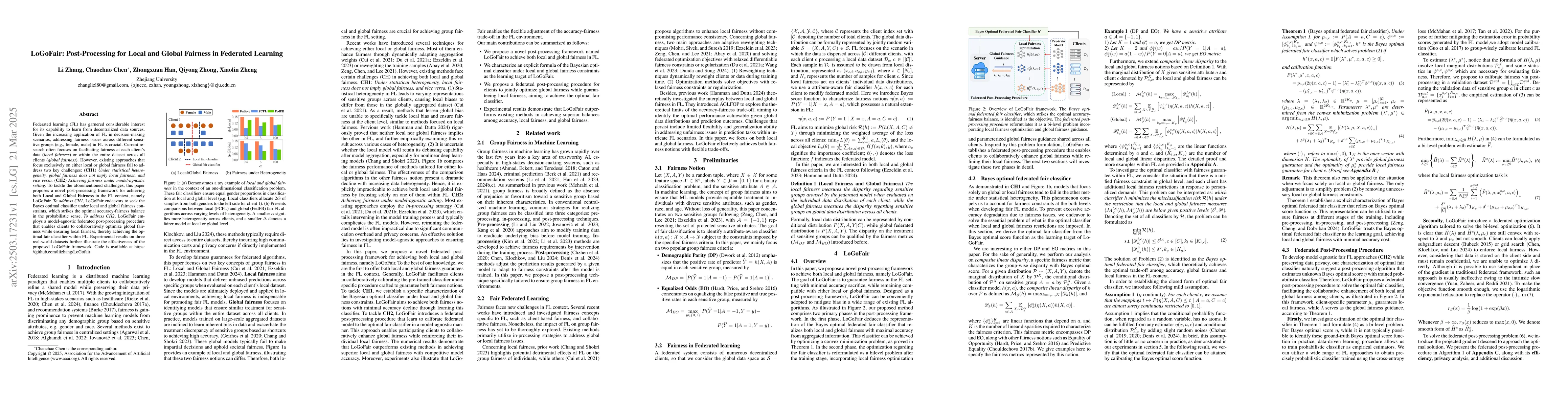 Thumbnail for LoGoFair: Post-Processing for Local and Global Fairness in Federated
  Learning