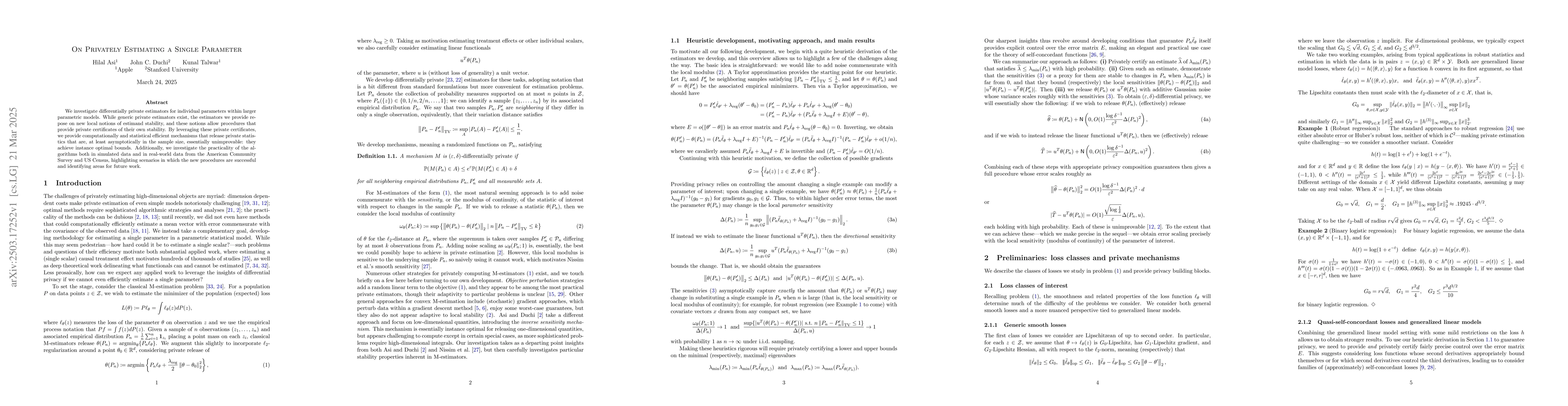 Thumbnail for On Privately Estimating a Single Parameter