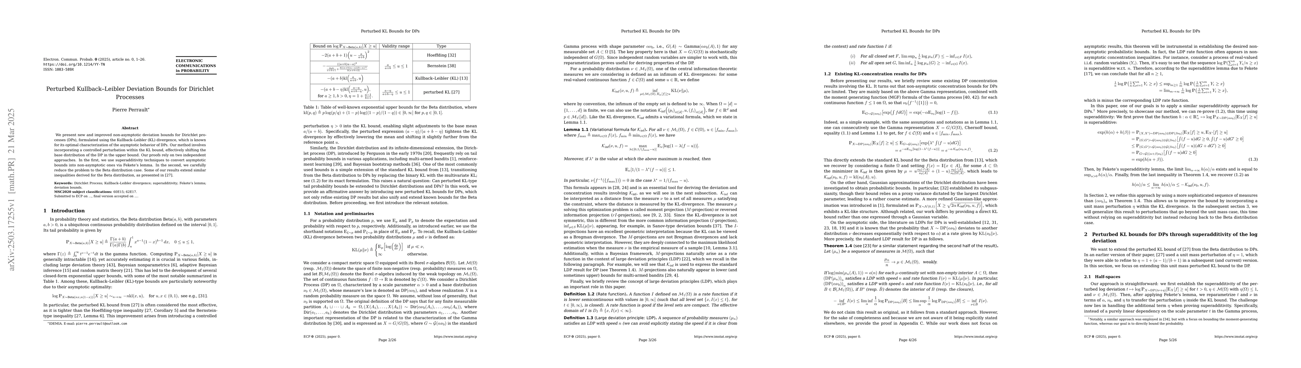 Thumbnail for Perturbed Kullback-Leibler Deviation Bounds for Dirichlet Processes