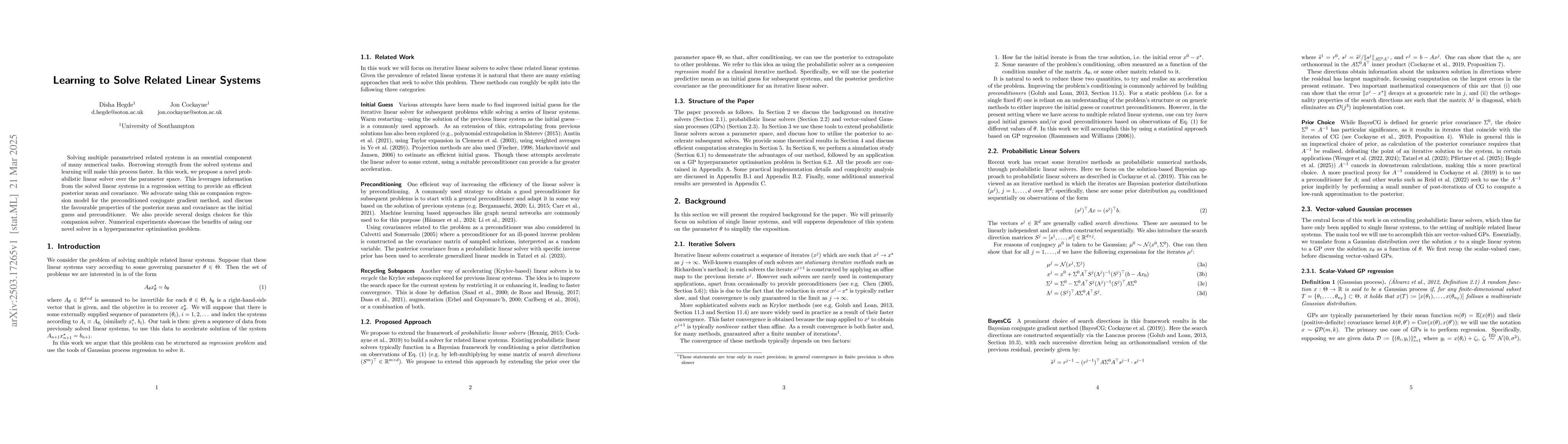 Thumbnail for Learning to Solve Related Linear Systems