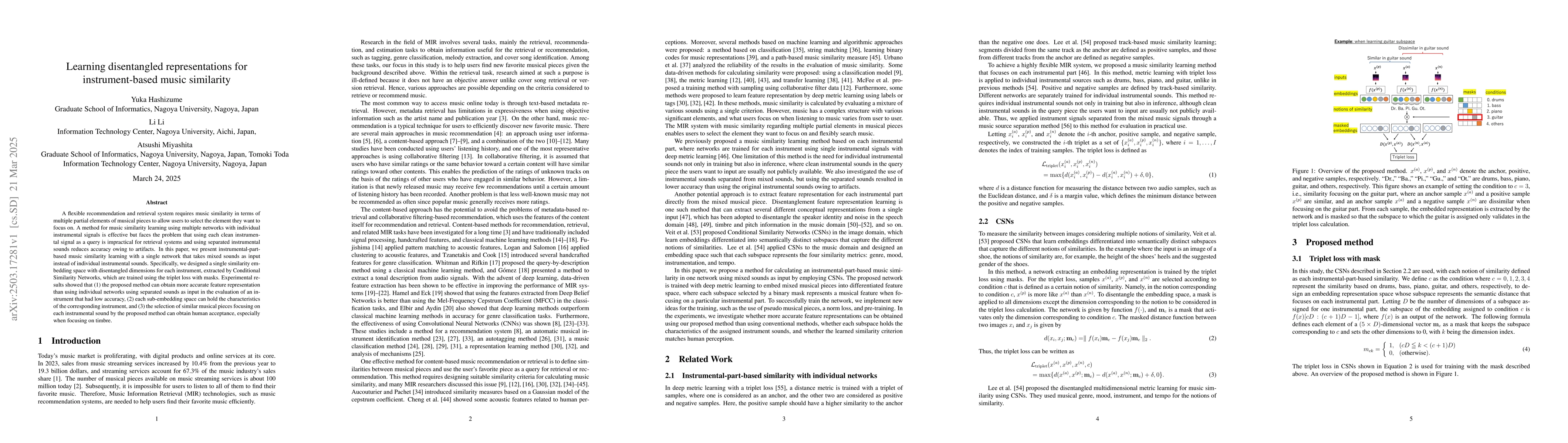Thumbnail for Learning disentangled representations for instrument-based music
  similarity