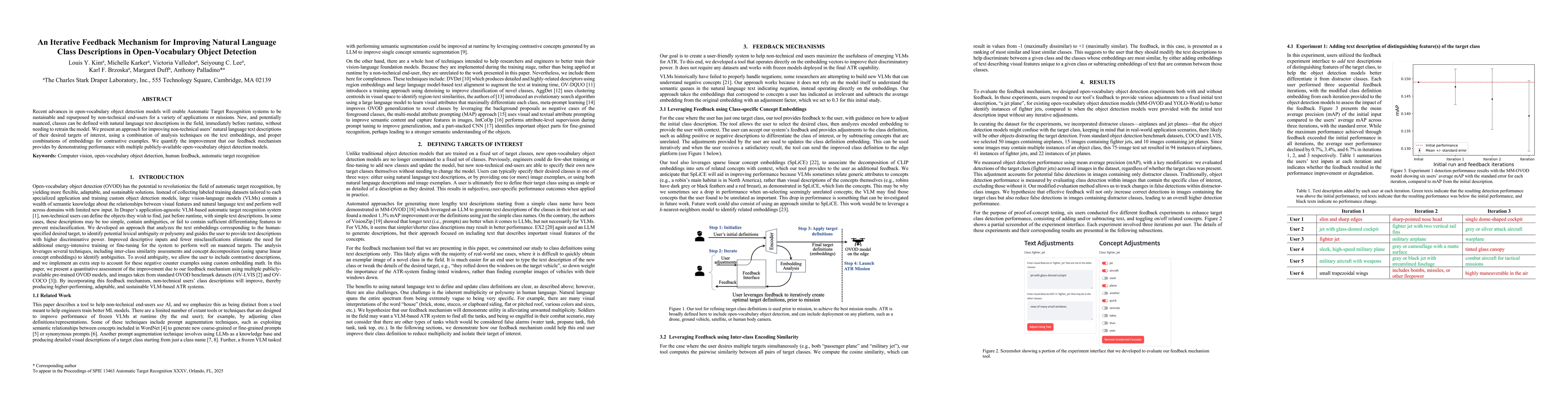 Thumbnail for An Iterative Feedback Mechanism for Improving Natural Language Class
  Descriptions in Open-Vocabulary Object Detection