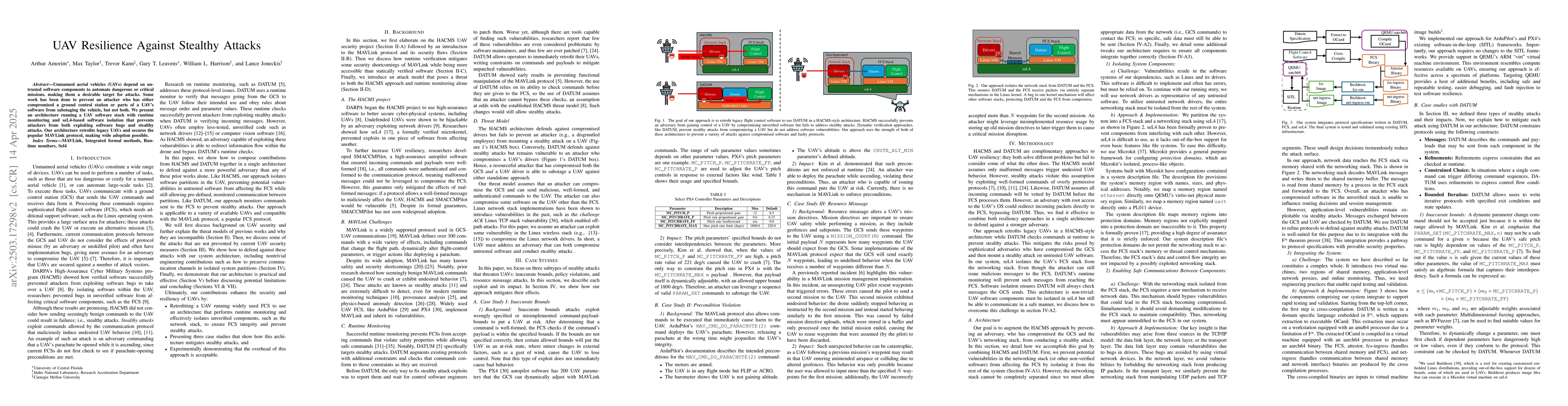 Thumbnail for UAV Resilience Against Stealthy Attacks