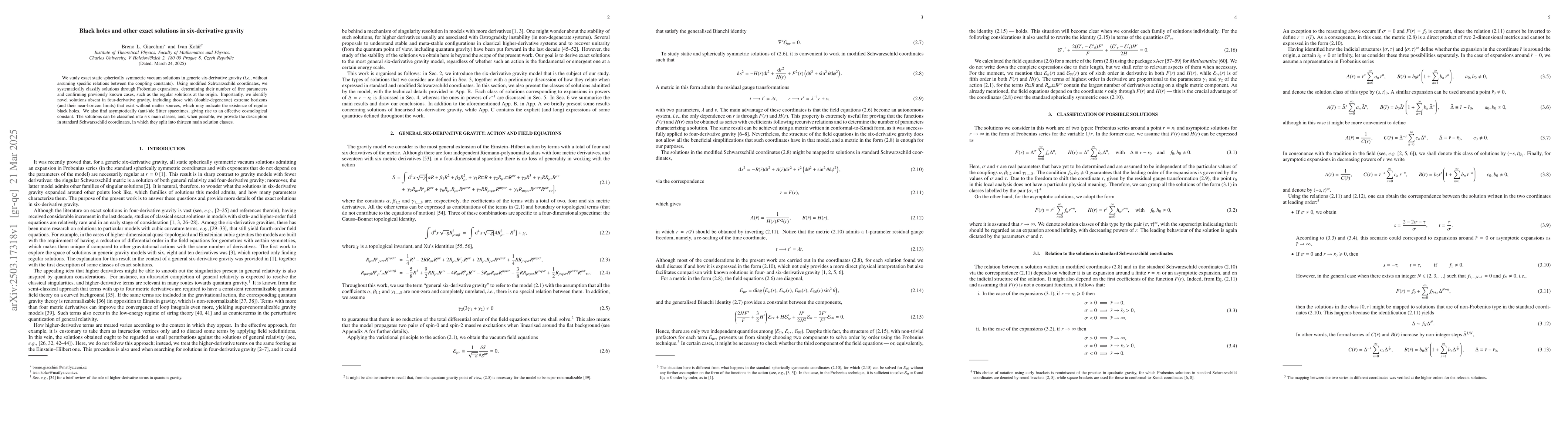 Thumbnail for Black holes and other exact solutions in six-derivative gravity