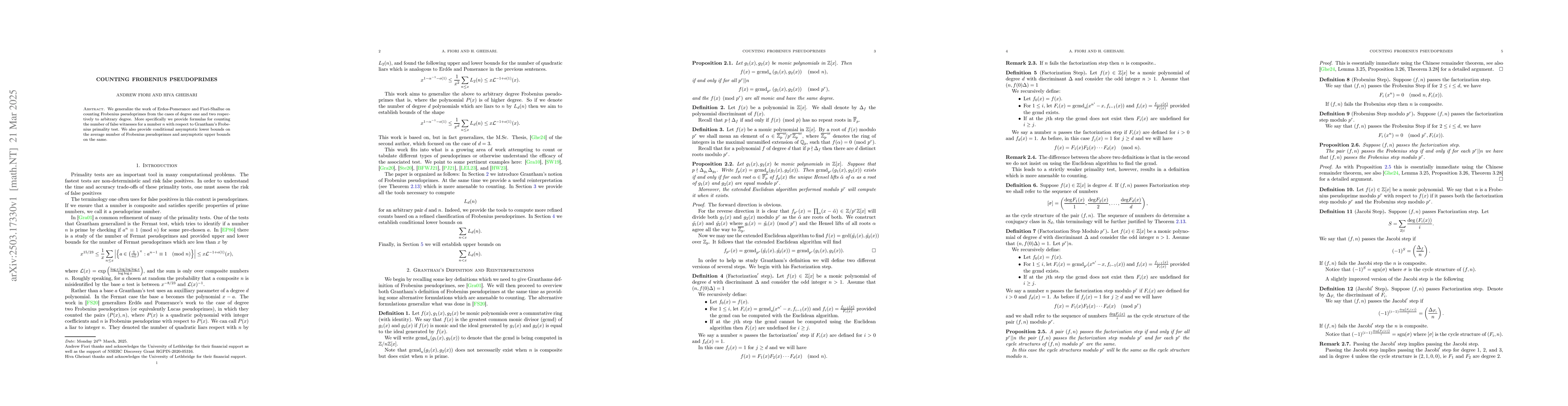 Thumbnail for Counting Frobenius Pseudoprimes