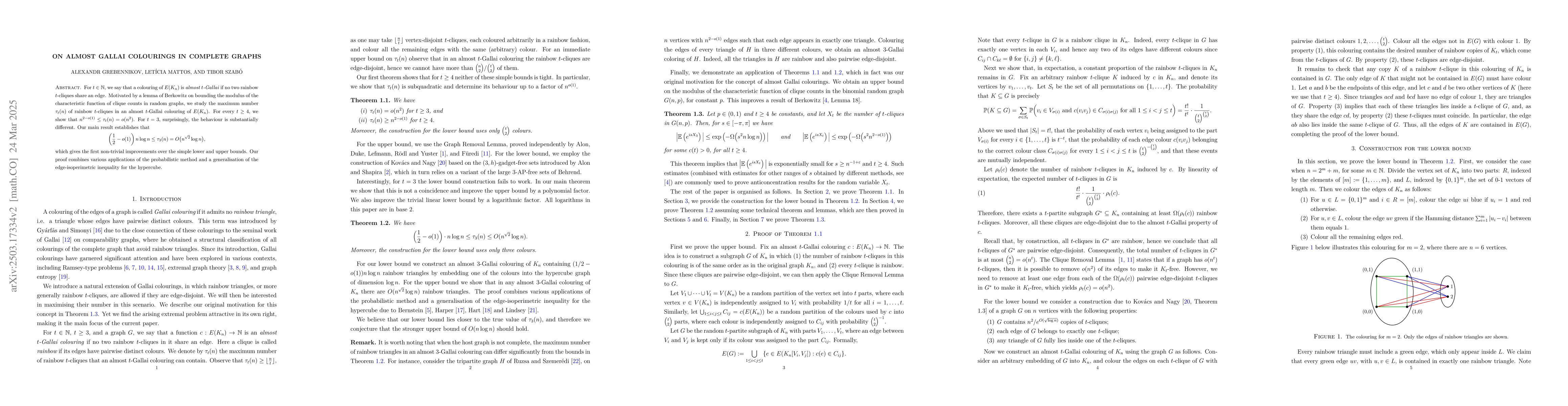 Thumbnail for On almost Gallai colourings in complete graphs
