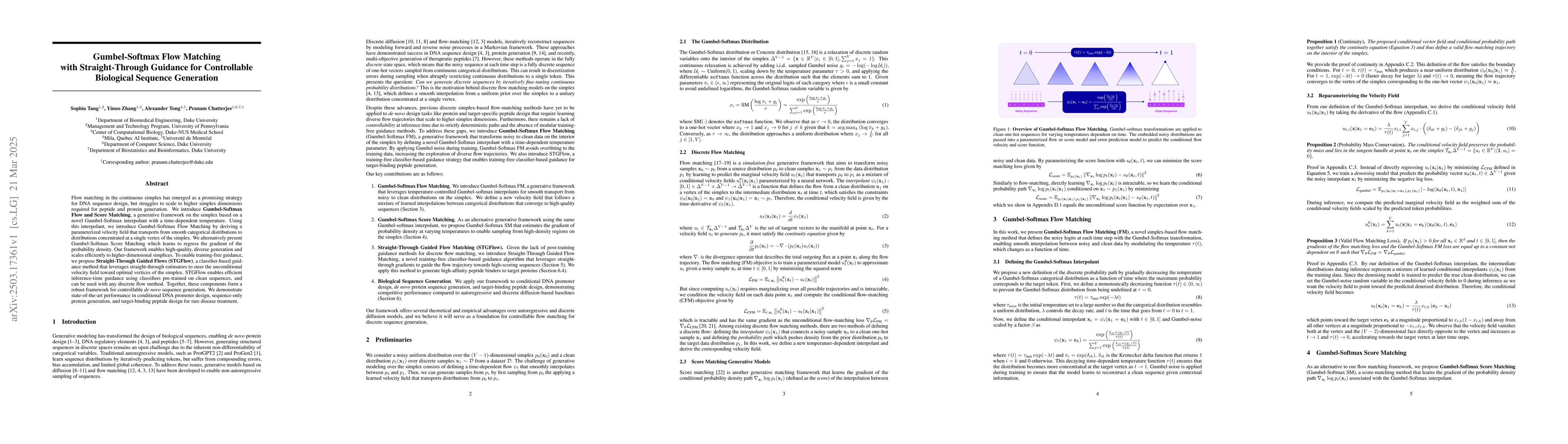 Thumbnail for Gumbel-Softmax Flow Matching with Straight-Through Guidance for
  Controllable Biological Sequence Generation