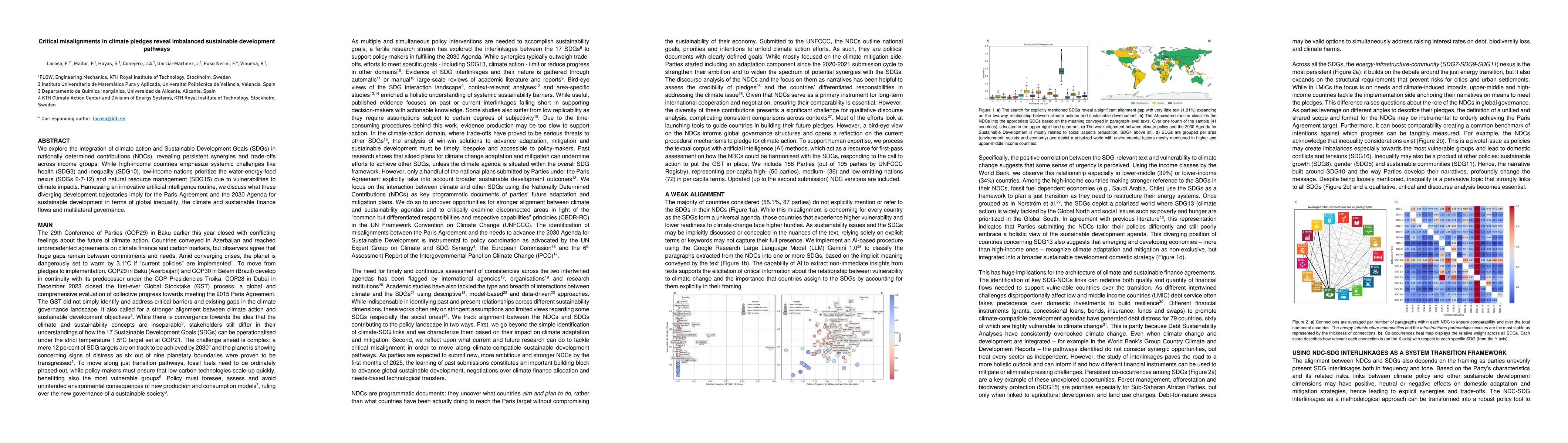 Thumbnail for Critical misalignments in climate pledges reveal imbalanced sustainable
  development pathways