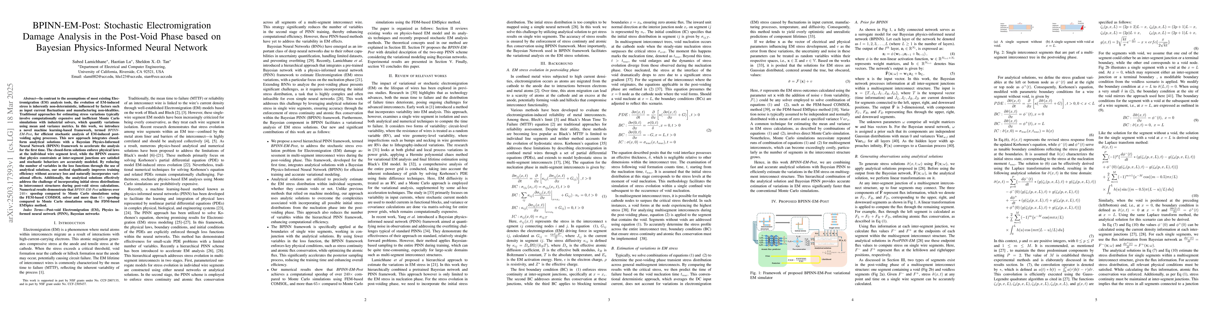 Thumbnail for BPINN-EM-Post: Stochastic Electromigration Damage Analysis in the
  Post-Void Phase based on Bayesian Physics-Informed Neural Network