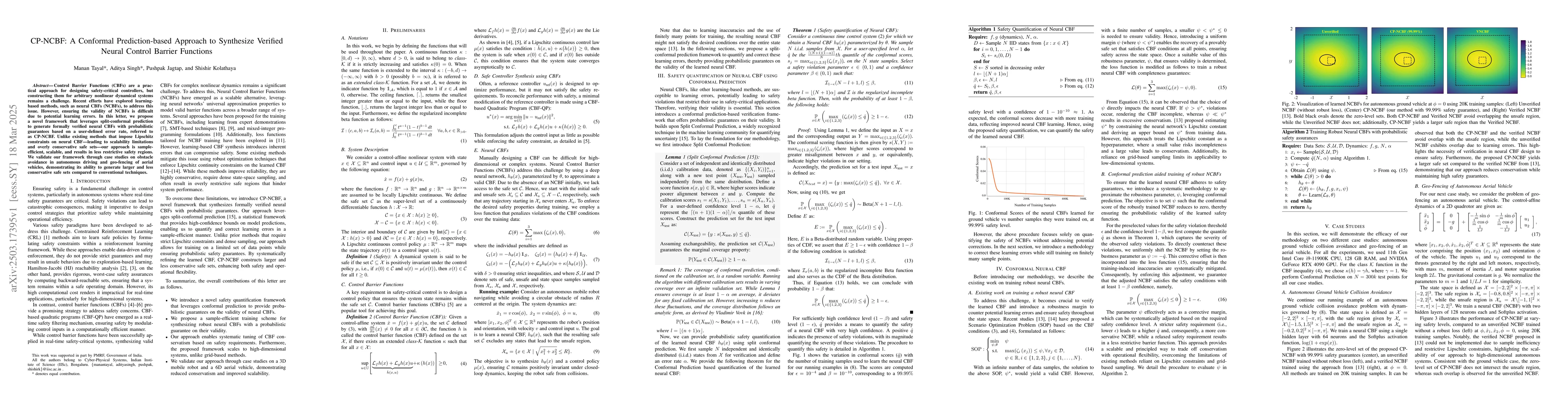 Thumbnail for CP-NCBF: A Conformal Prediction-based Approach to Synthesize Verified
  Neural Control Barrier Functions