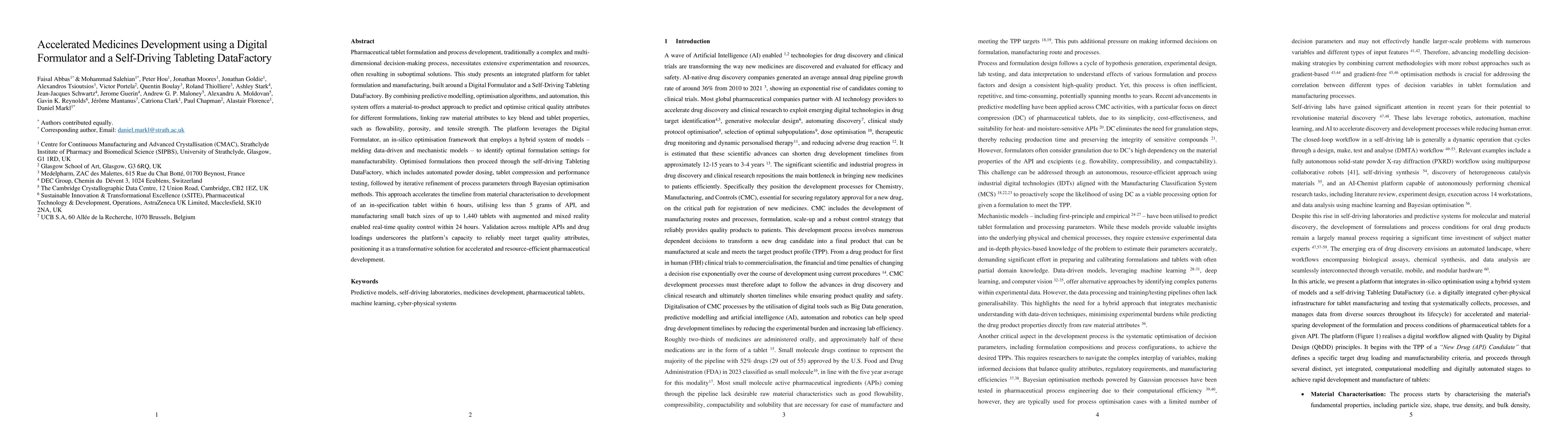 Thumbnail for Accelerated Medicines Development using a Digital Formulator and a
  Self-Driving Tableting DataFactory
