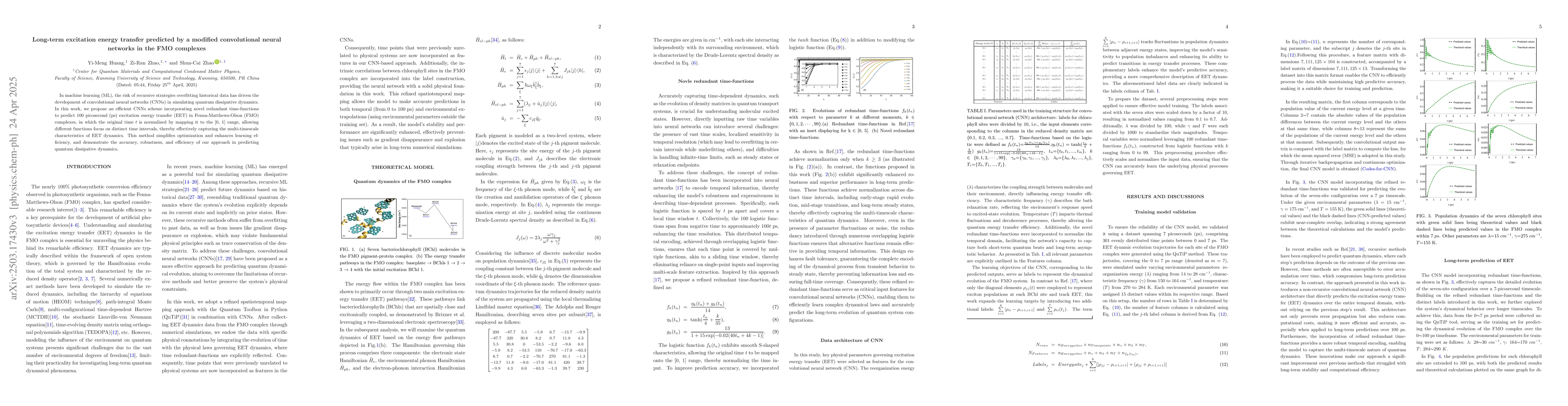 Thumbnail for Long-term excitation energy transfer predicted by a modified
  convolutional neural networks in the FMO complexes
