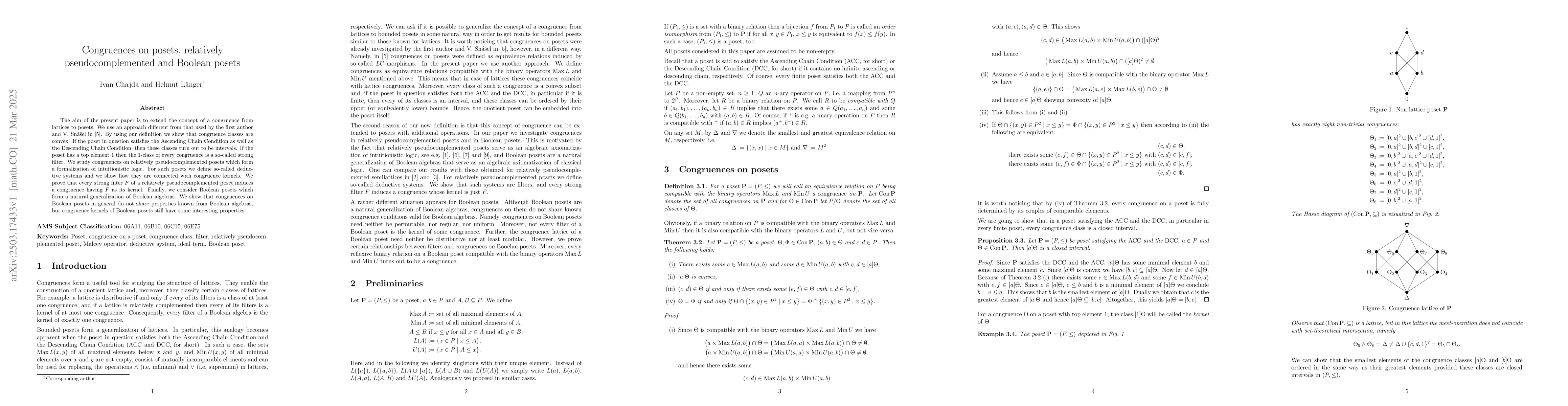 Thumbnail for Congruences on posets, relatively pseudocomplemented and Boolean posets