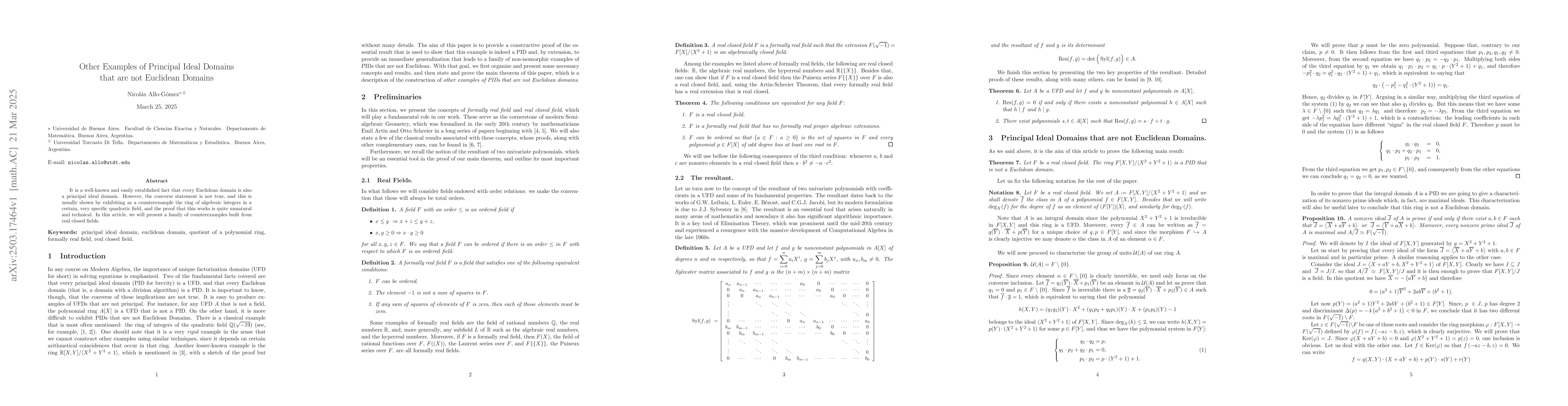Thumbnail for Other Examples of Principal Ideal Domains that are not Euclidean Domains