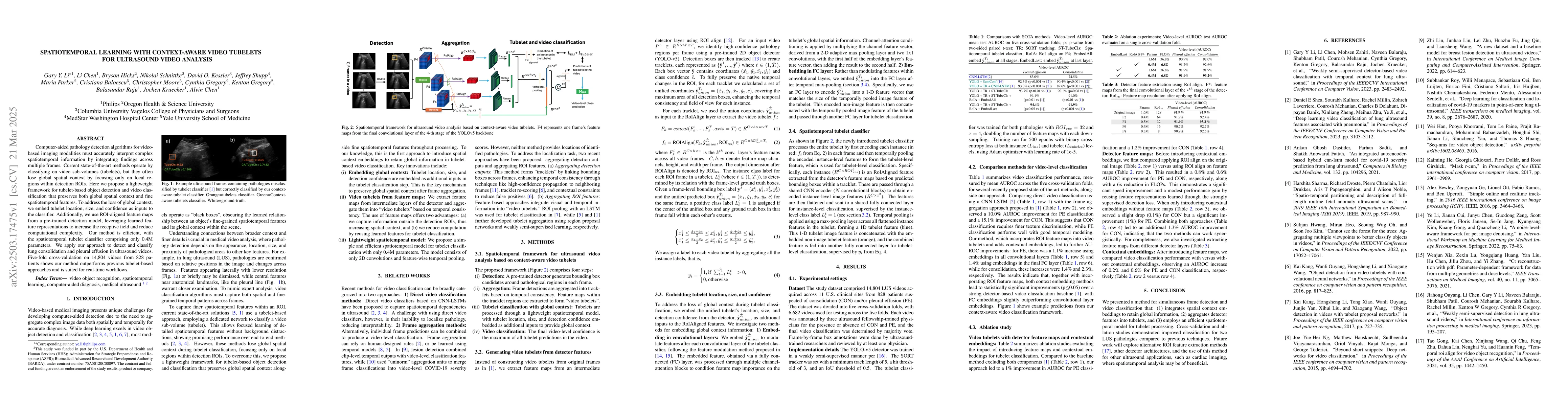Thumbnail for Spatiotemporal Learning with Context-aware Video Tubelets for Ultrasound
  Video Analysis