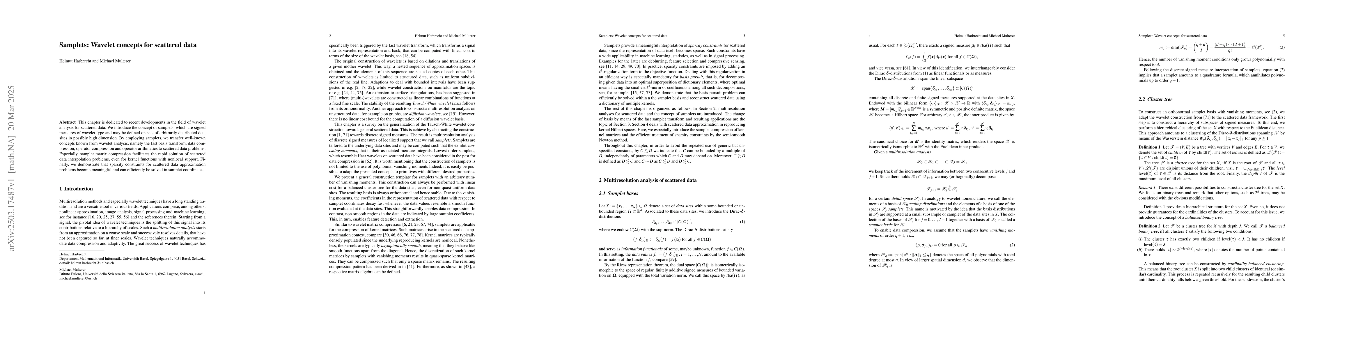 Thumbnail for Samplets: Wavelet concepts for scattered data