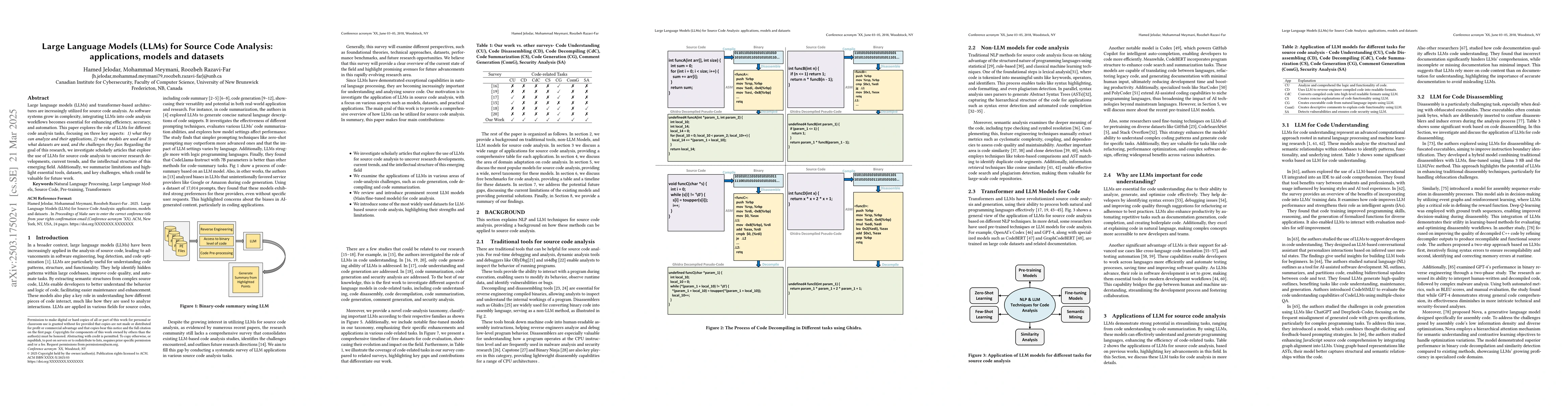 Thumbnail for Large Language Models (LLMs) for Source Code Analysis: applications,
  models and datasets