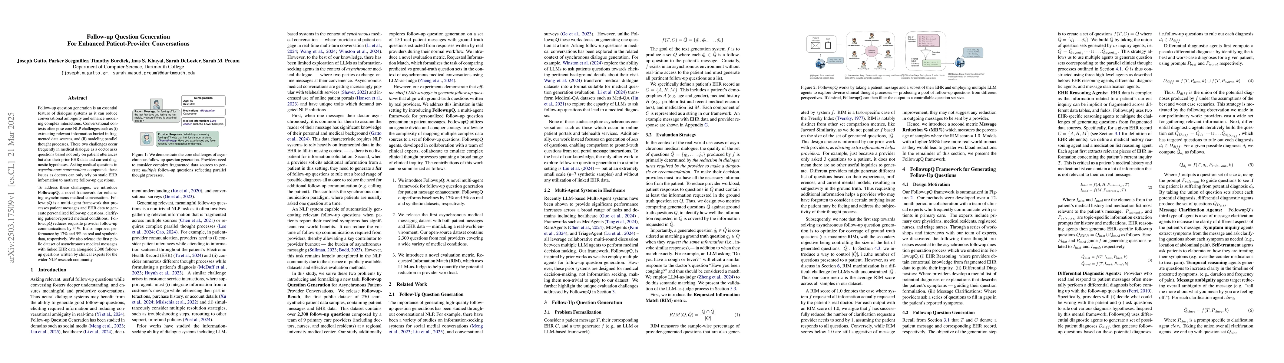 Thumbnail for Follow-up Question Generation For Enhanced Patient-Provider
  Conversations