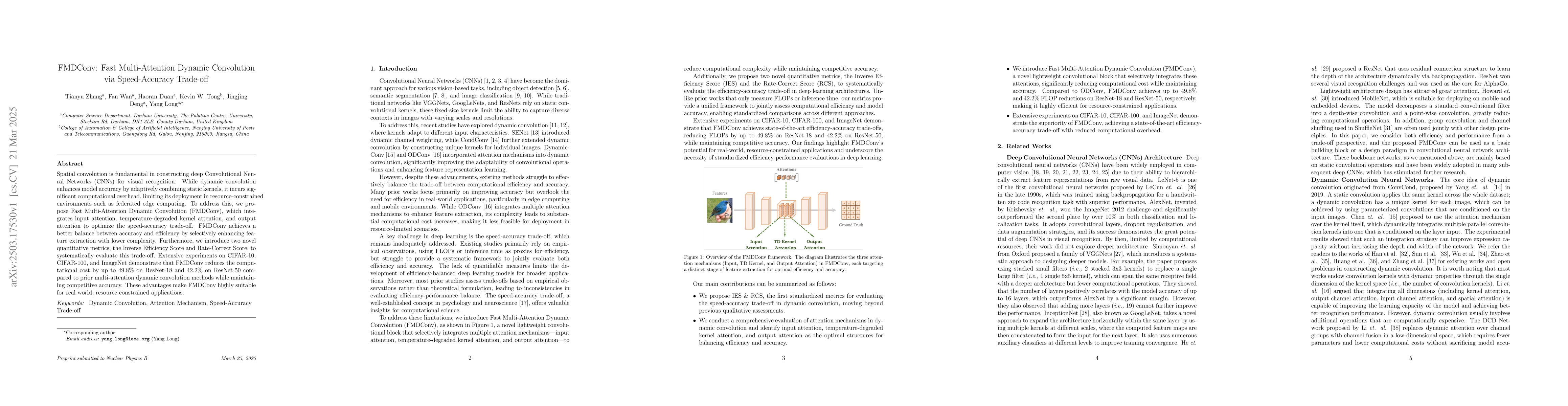 Thumbnail for FMDConv: Fast Multi-Attention Dynamic Convolution via Speed-Accuracy
  Trade-off