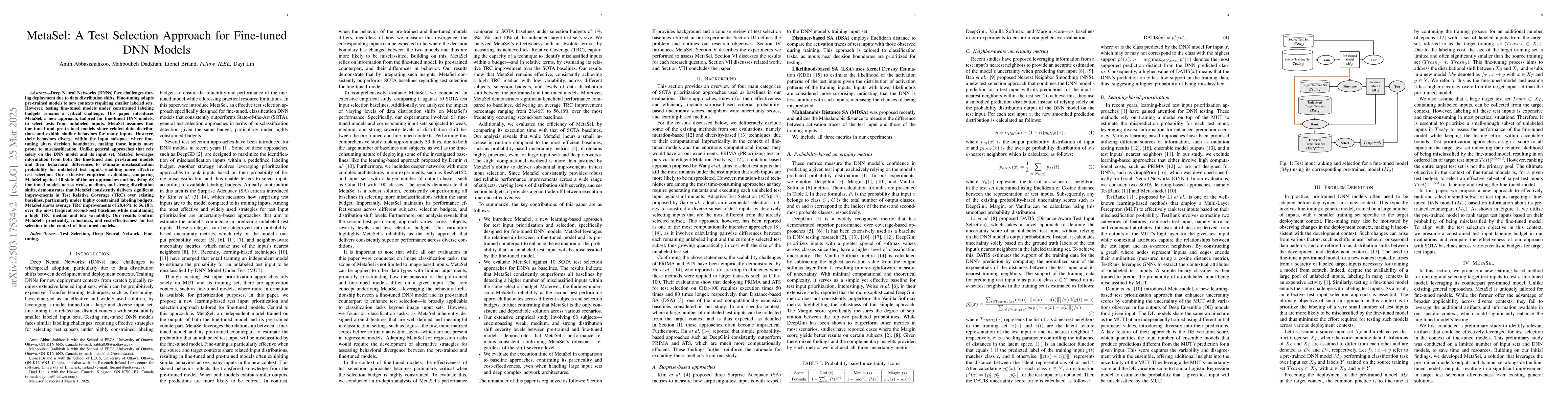 Thumbnail for MetaSel: A Test Selection Approach for Fine-tuned DNN Models
