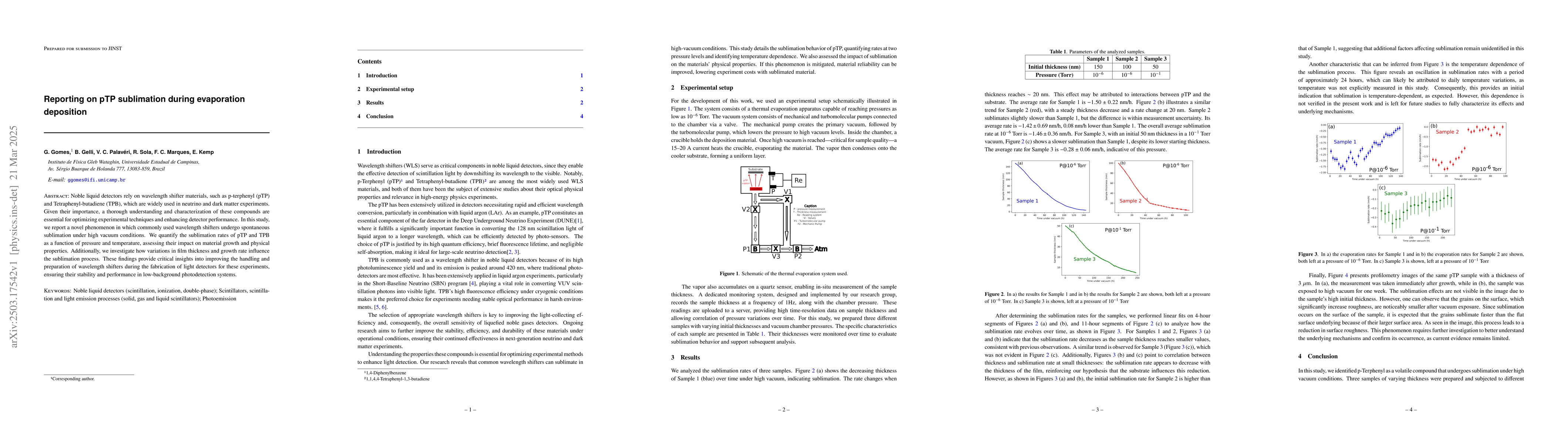 Thumbnail for Reporting on pTP sublimation during evaporation deposition