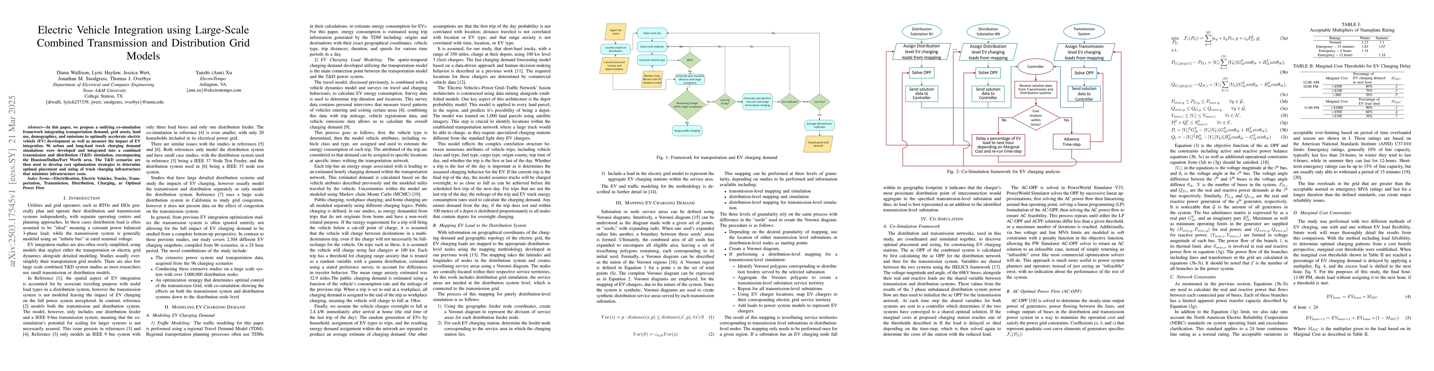 Thumbnail for Electric Vehicle Integration using Large-Scale Combined Transmission and
  Distribution Grid Models