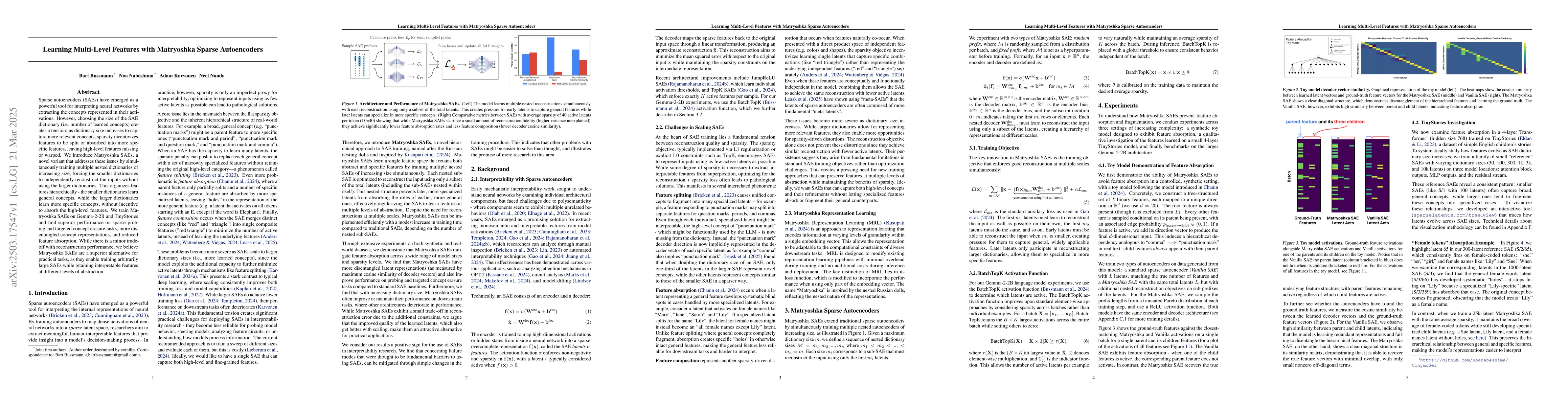 Thumbnail for Learning Multi-Level Features with Matryoshka Sparse Autoencoders