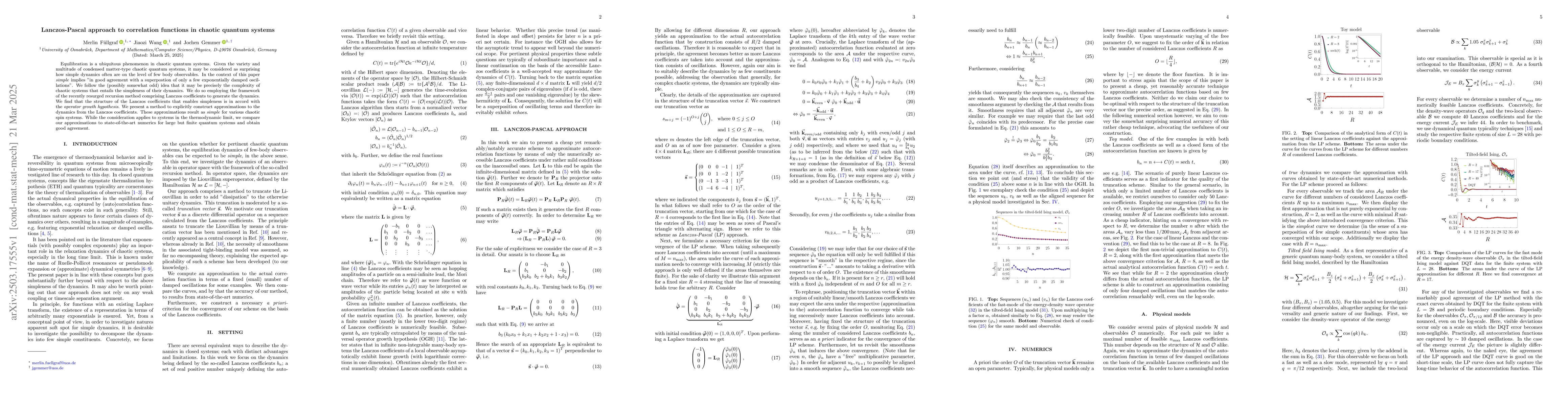 Thumbnail for Lanczos-Pascal approach to correlation functions in chaotic quantum
  systems