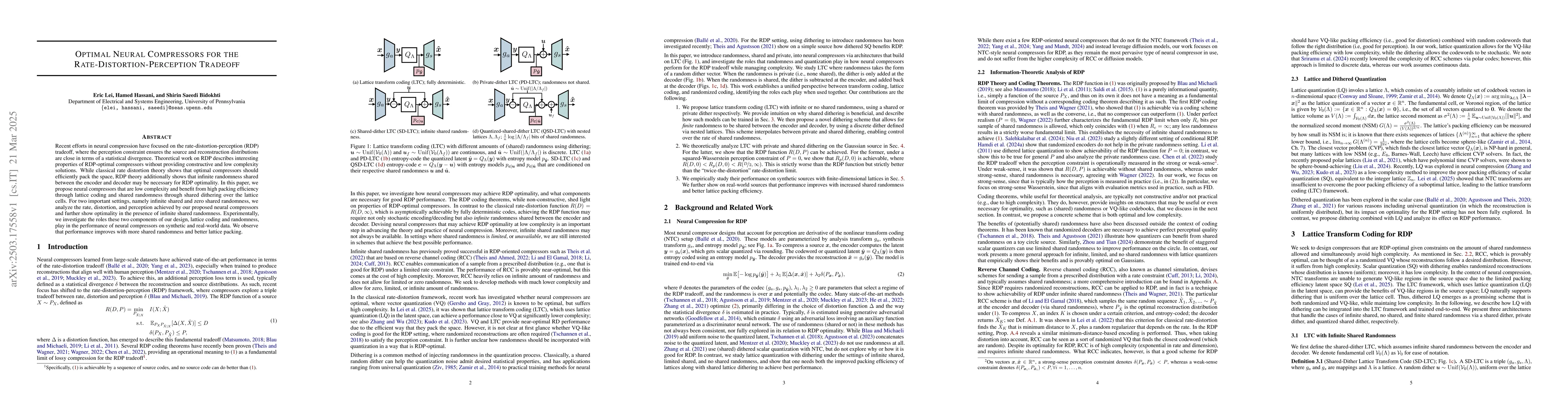 Thumbnail for Optimal Neural Compressors for the Rate-Distortion-Perception Tradeoff