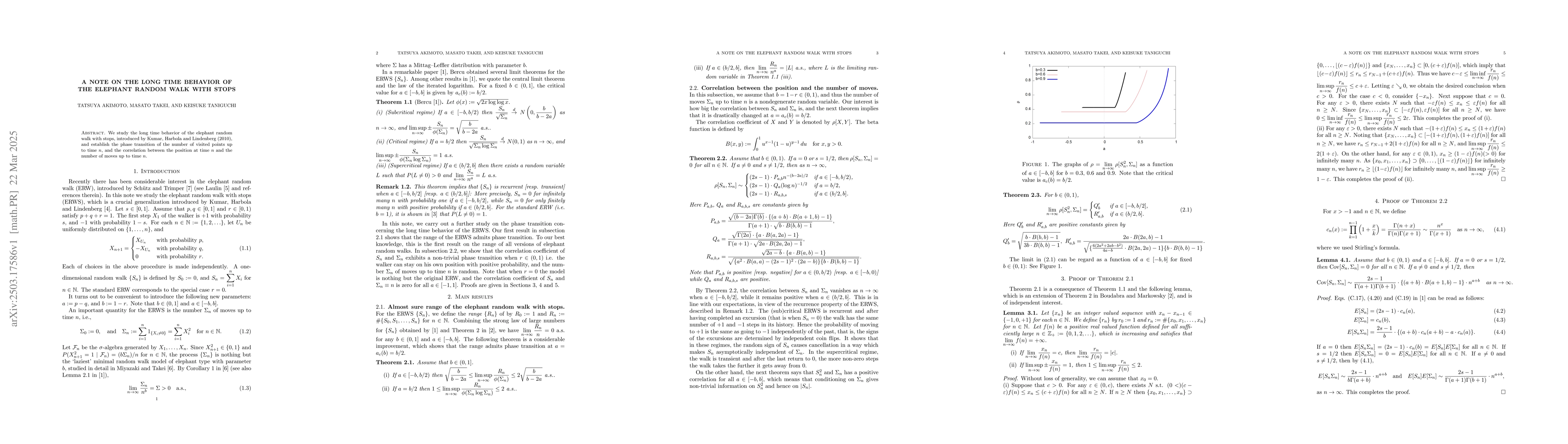 Thumbnail for A note on the long time behavior of the elephant random walk with stops
