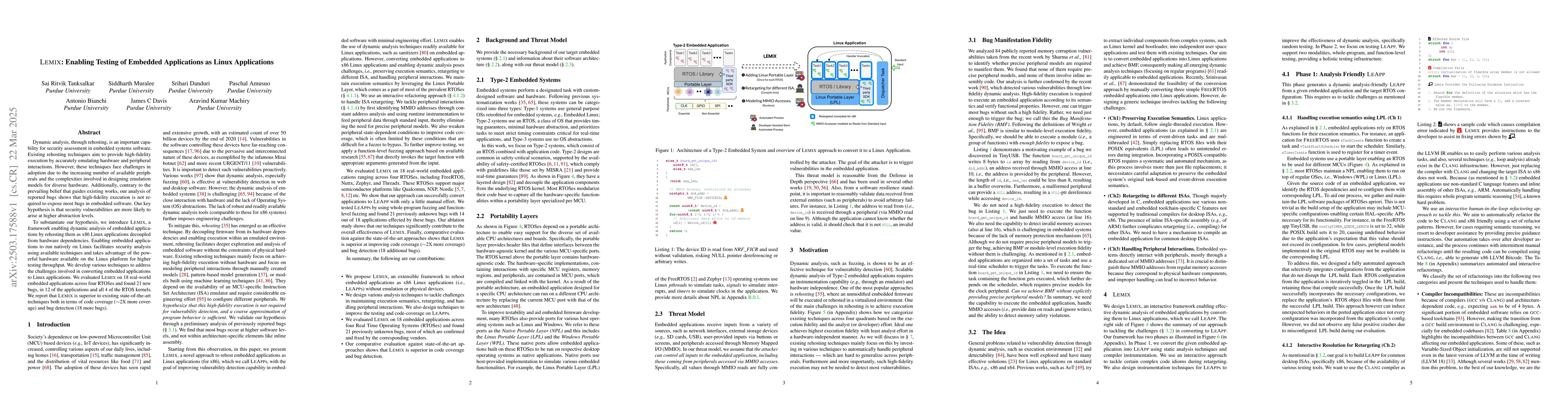 Thumbnail for LEMIX: Enabling Testing of Embedded Applications as Linux Applications