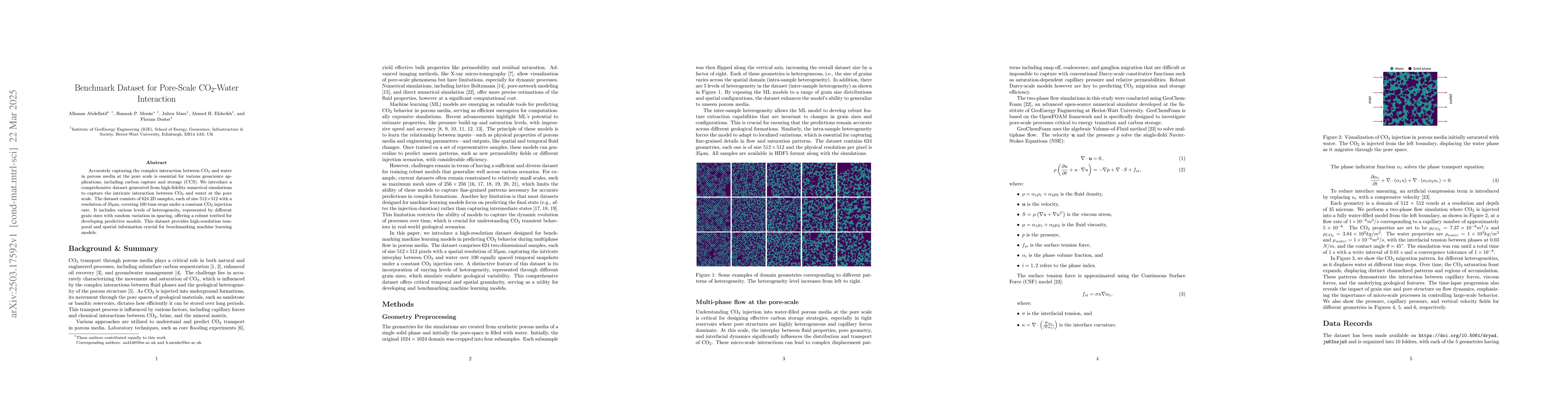 Thumbnail for Benchmark Dataset for Pore-Scale CO2-Water Interaction