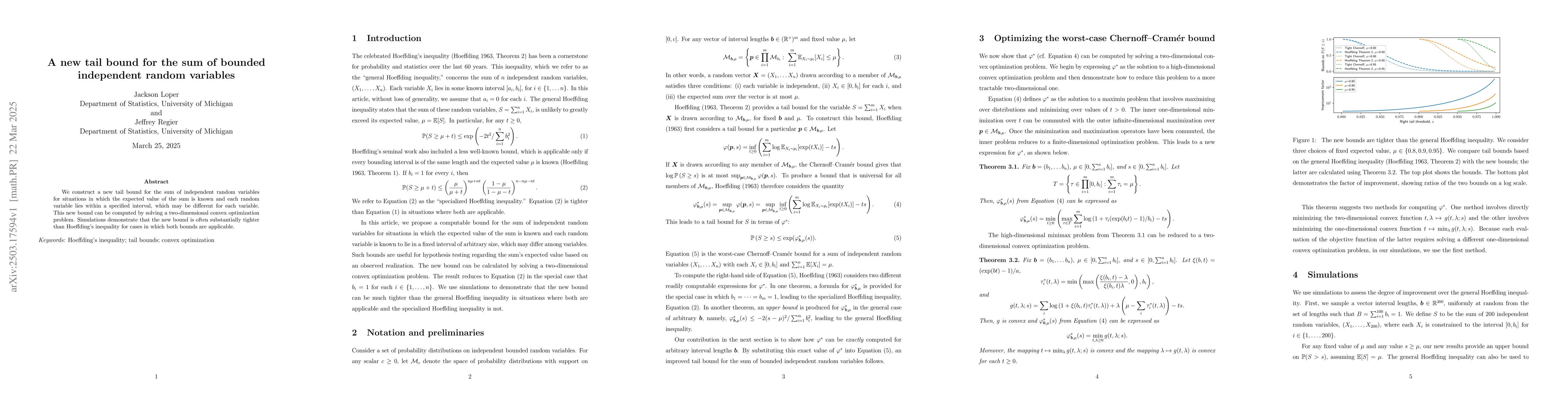 Thumbnail for A new tail bound for the sum of bounded independent random variables